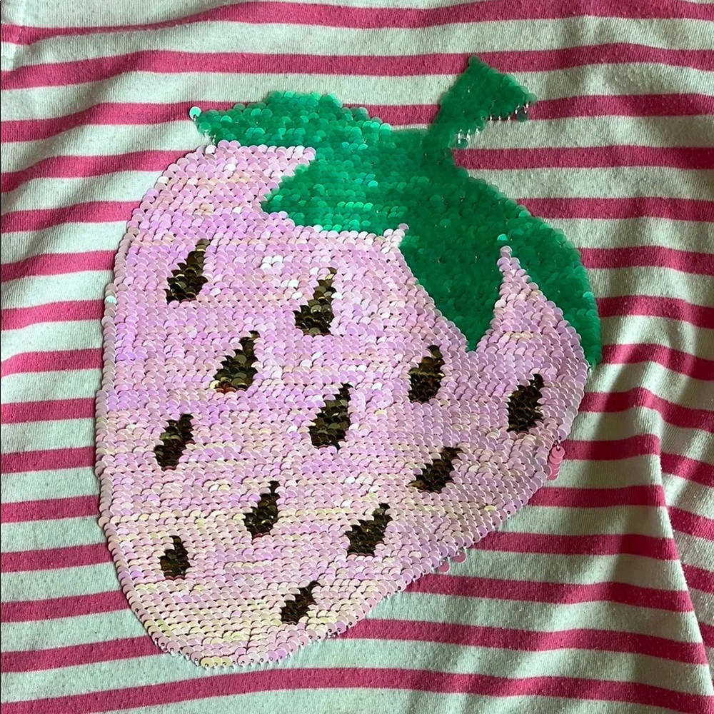 The Children’s Place Pink Butterfly and Strawberry Cold Shoulder Tops (Size:7/8)